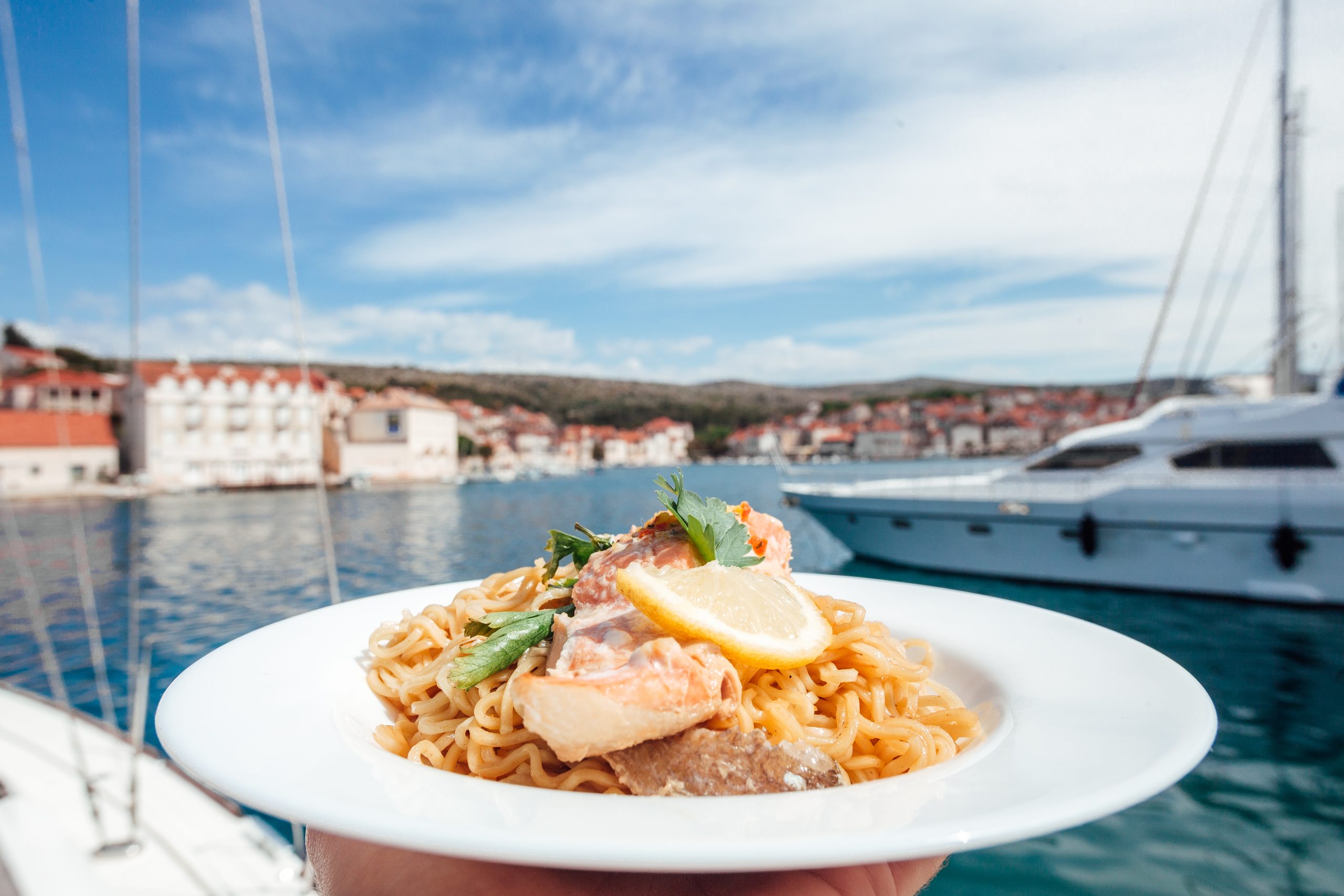 private chef prepared food on a yacht