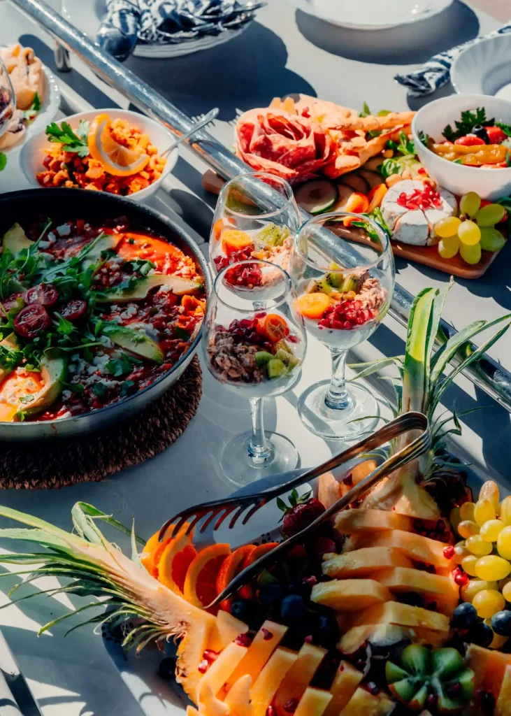 Pictures showing luxury breakfast prepared by a private chef