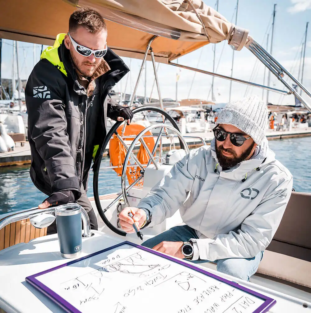 Skipper trainees planning a sailing route