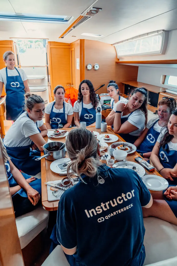 Yacht hospitality training session